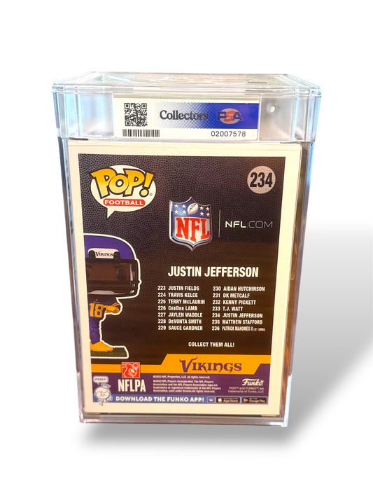 Funko Pop Justin Jefferson 234 Fanatics Exclusive NFL Minnesota Vikings Graded PSA 8.5